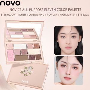 NOVO Matte Pink Earth Tone Eyeshadow Palette Blush Highlighter Contour Three-In-One Makeup Palette for Natural Daily Wear