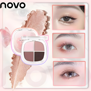NOVO Pro 4-Shade Eyeshadow Palette | 12Hr Matte+Shimmer | Creaseproof Blendable | Vegan Formula